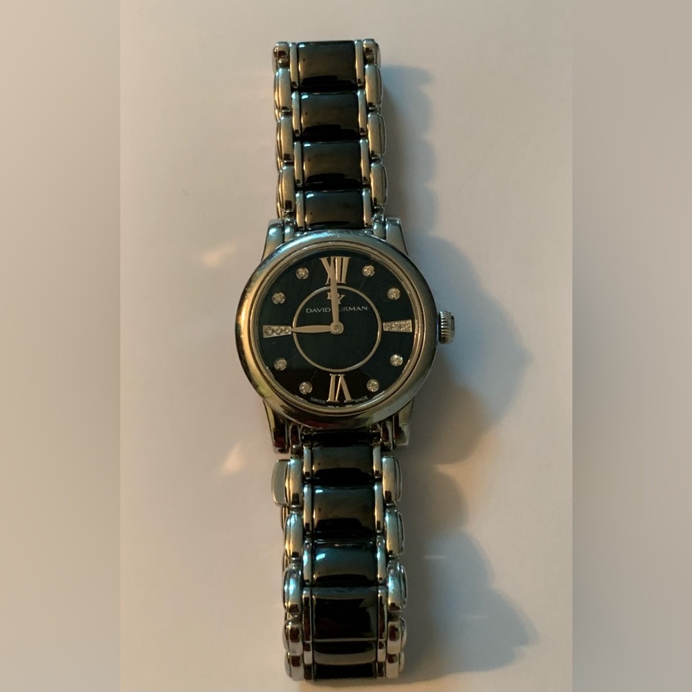 David Yurman Classic Stainless Steel Ceramic And Diamond Watch. Retail $4,500 - Picture 8 of 10